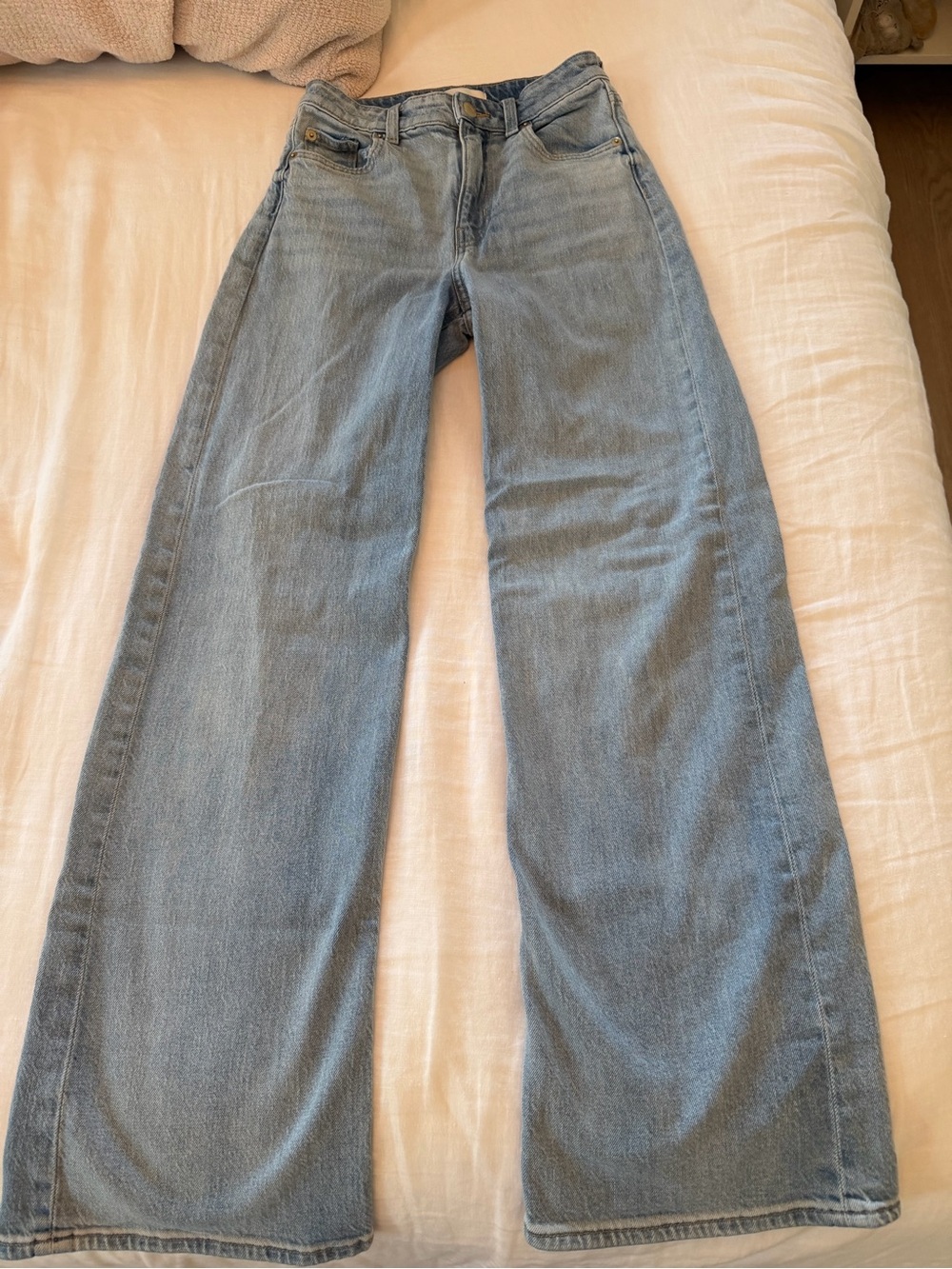 H&M Light Blue High-Rise Wide-Leg Jeans